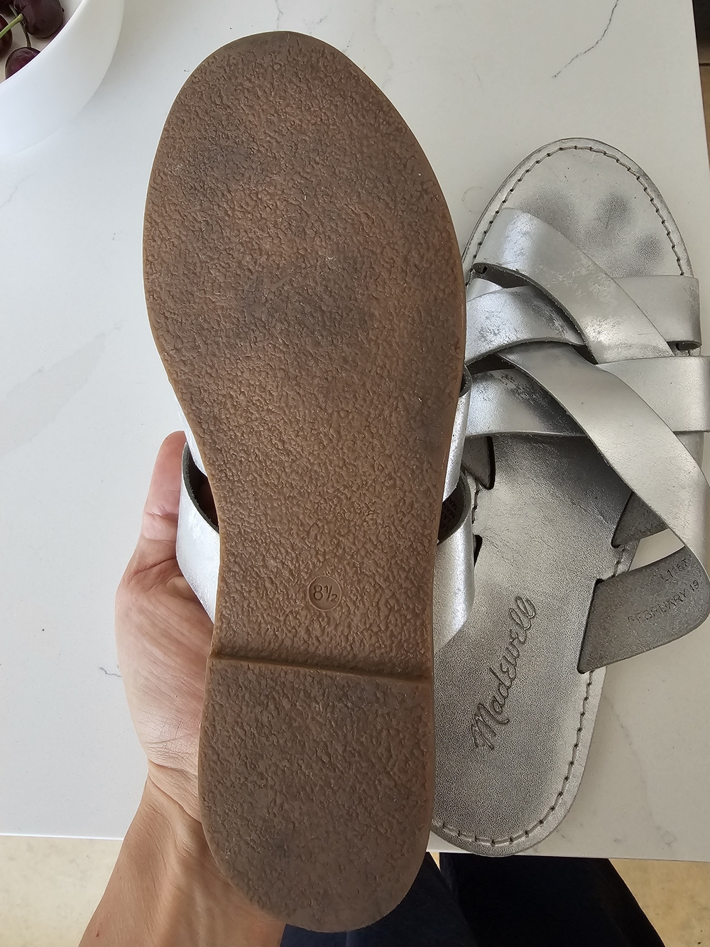 Madewell Metallic Silver Woven Slide Sandals - Picture 3 of 3